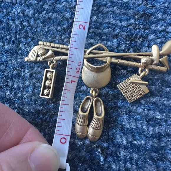 Vintage Danecraft Stamped Golf Goldtone Brooch - Picture 5 of 5